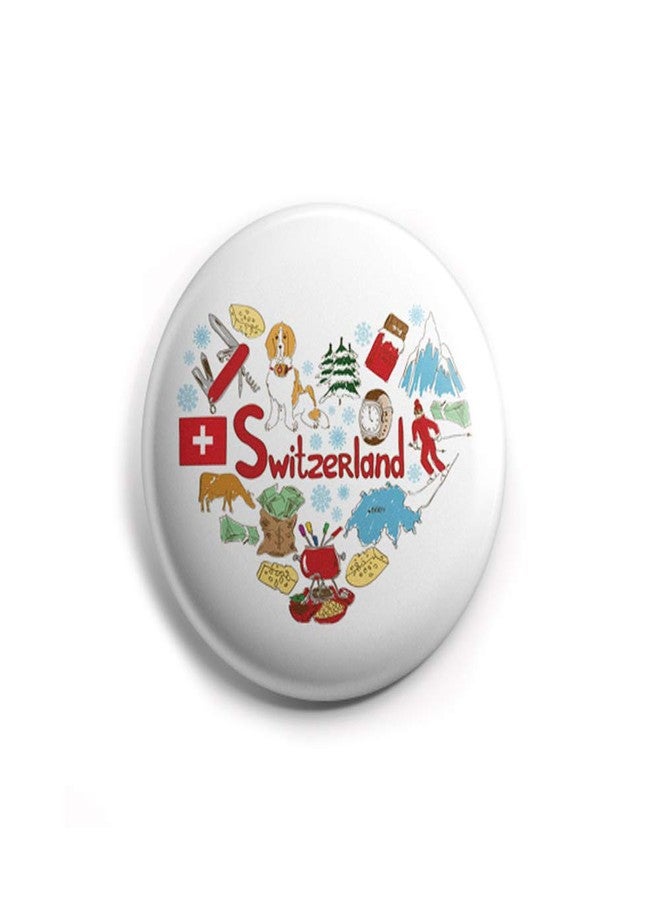 AVI 58mm Regular Size Metal Fridge Magnet White Switzerland Love Europe Travel Souvenir MR8002204 - Image 1